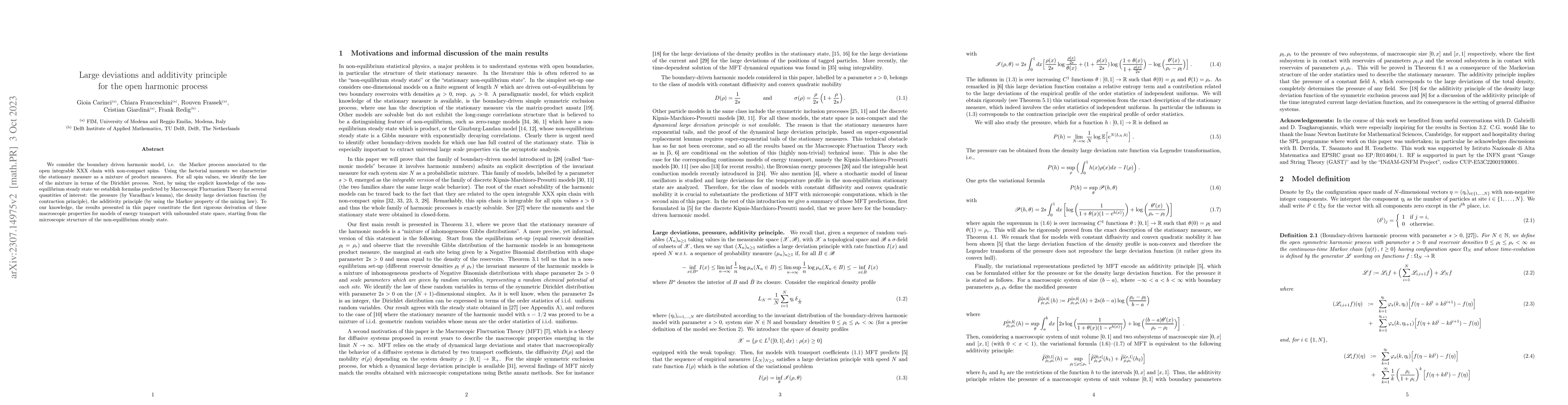 Thumbnail for Large deviations and additivity principle for the open harmonic process