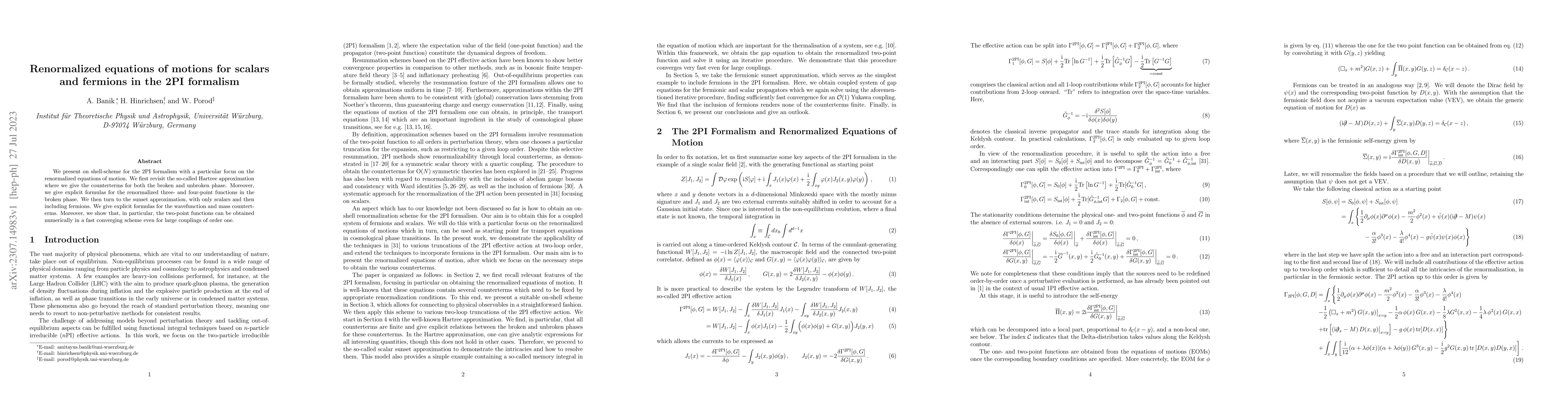 Thumbnail for Renormalized equations of motions for scalars and fermions in the 2PI
  formalism