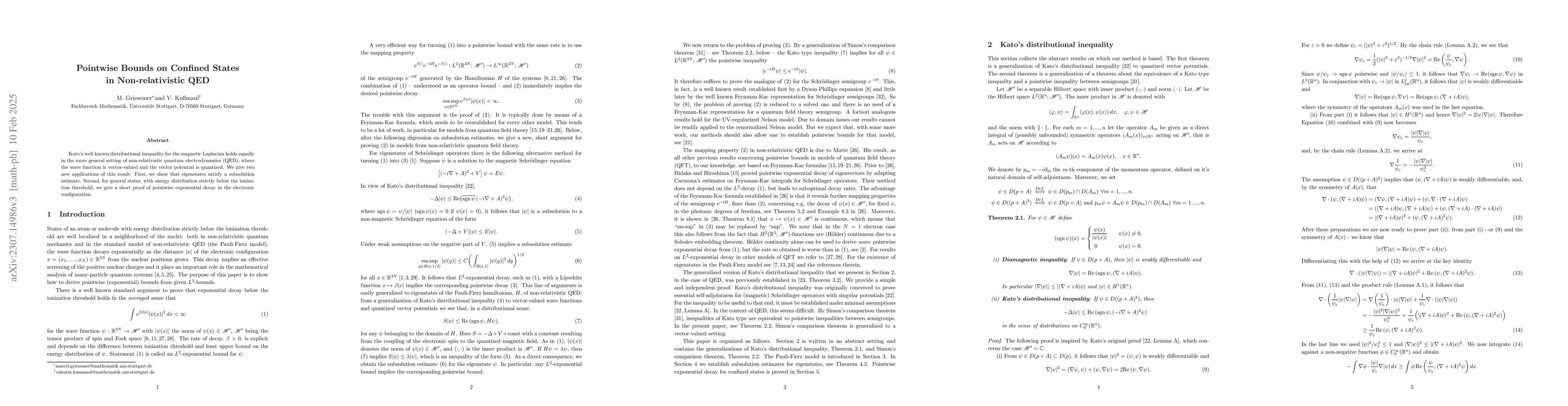 Thumbnail for Pointwise bounds on eigenstates in non-relativistic QED