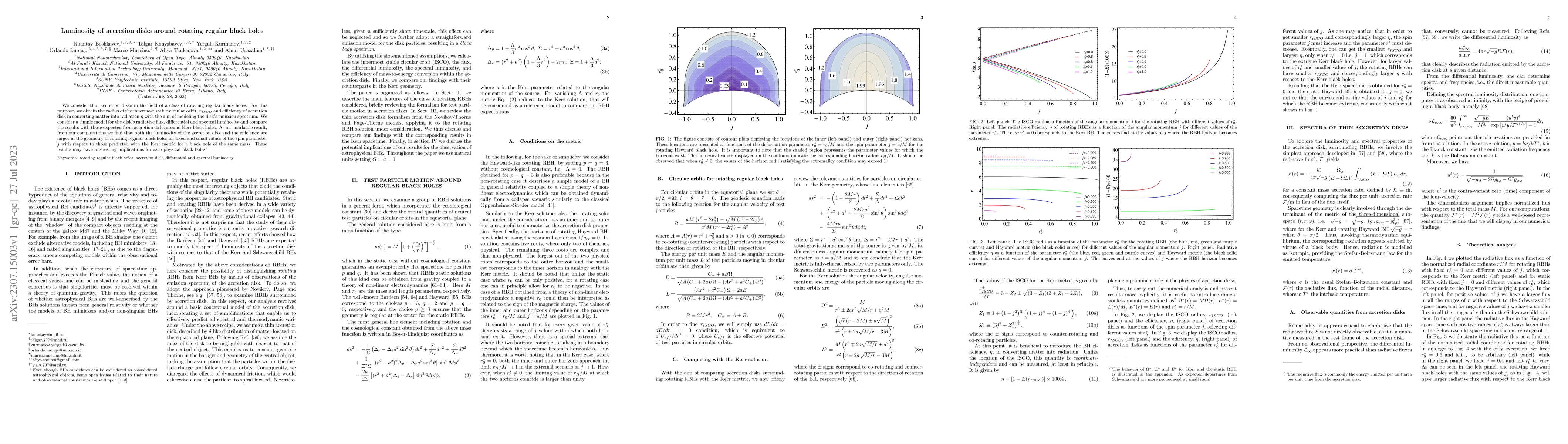 Thumbnail for Luminosity of accretion disks around rotating regular black holes