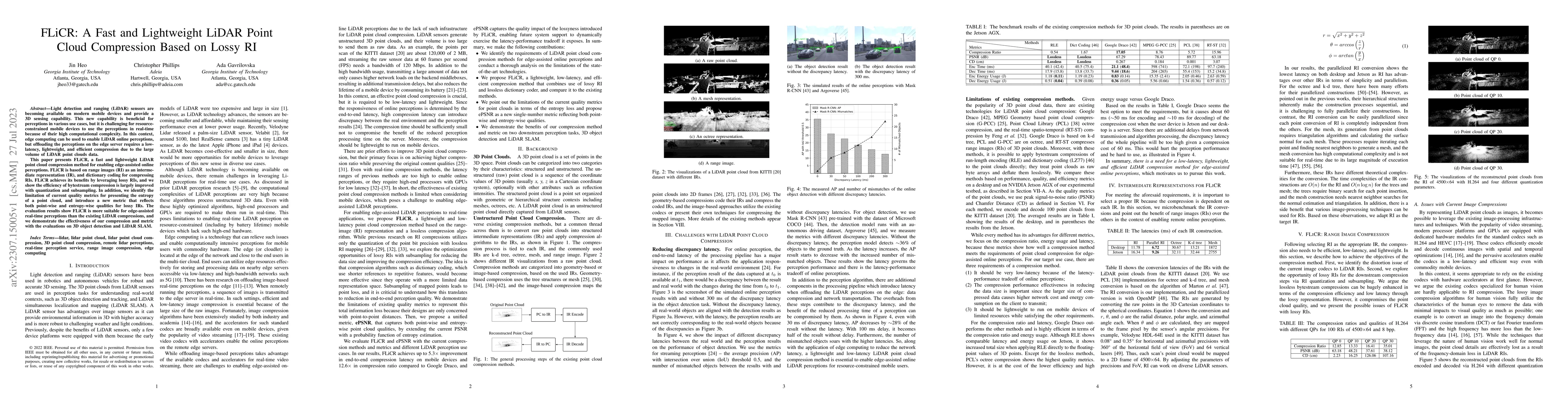 Thumbnail for FLiCR: A Fast and Lightweight LiDAR Point Cloud Compression Based on
  Lossy RI