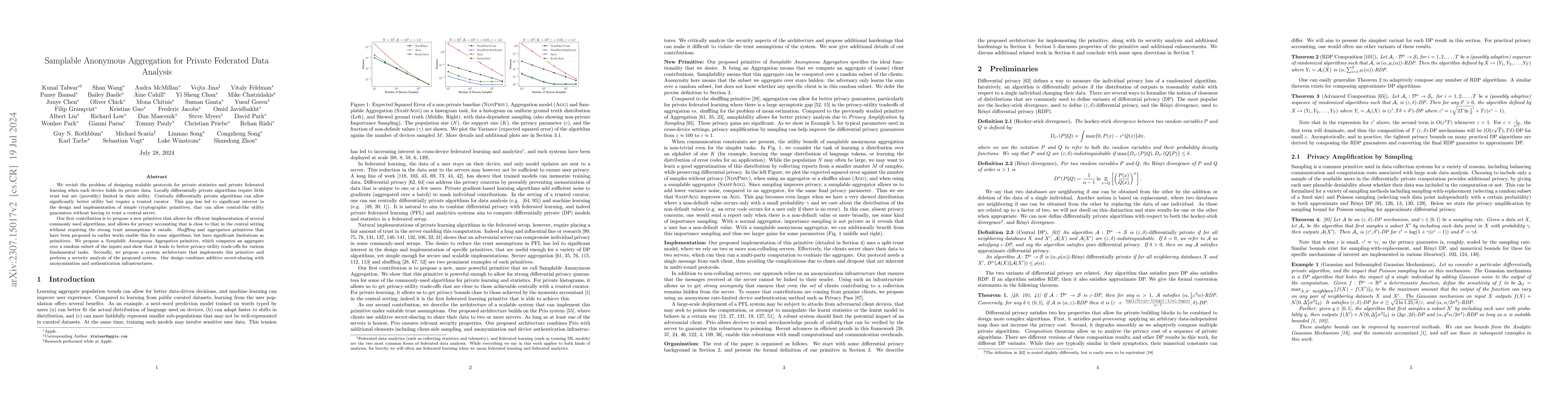 Thumbnail for Samplable Anonymous Aggregation for Private Federated Data Analysis