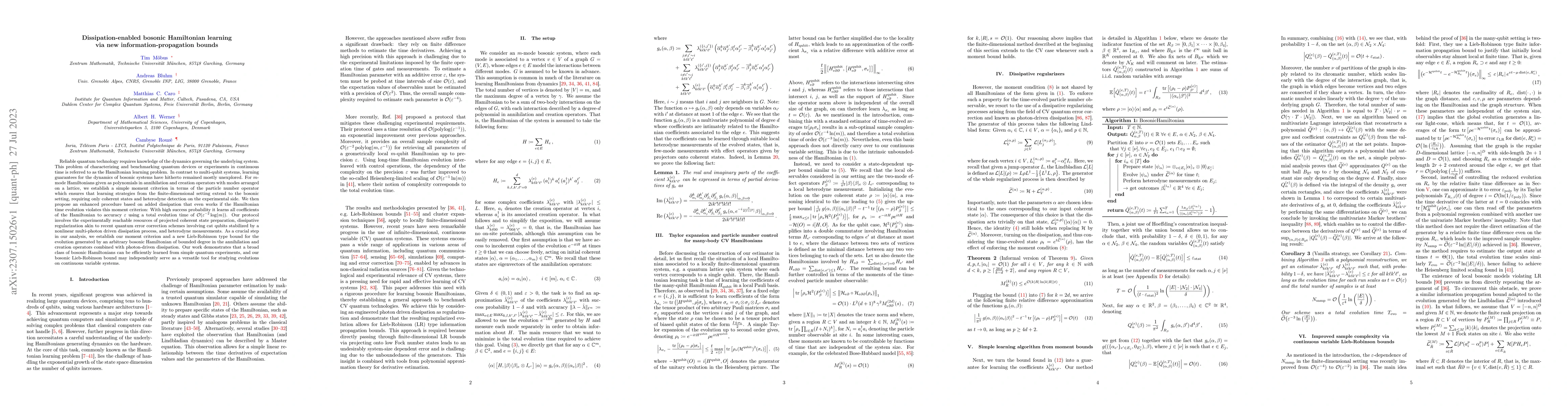 Thumbnail for Dissipation-enabled bosonic Hamiltonian learning via new
  information-propagation bounds