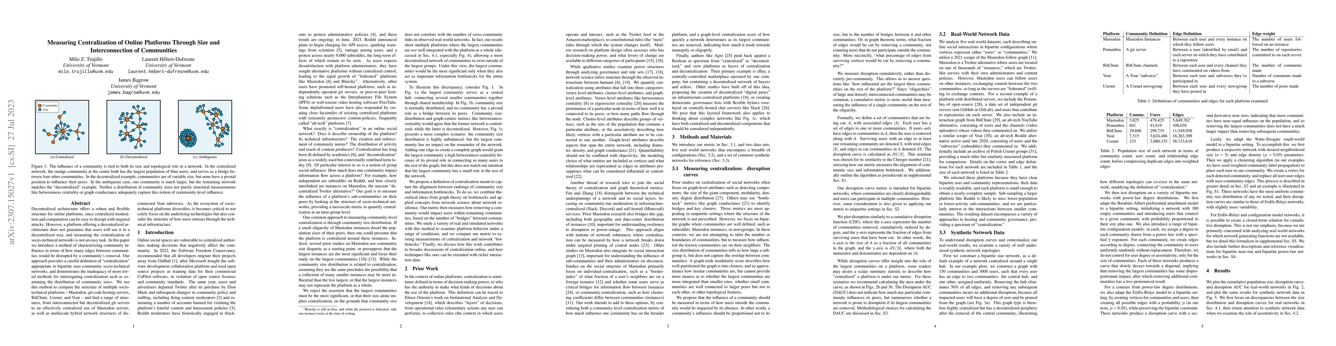 Thumbnail for Measuring Centralization of Online Platforms Through Size and
  Interconnection of Communities