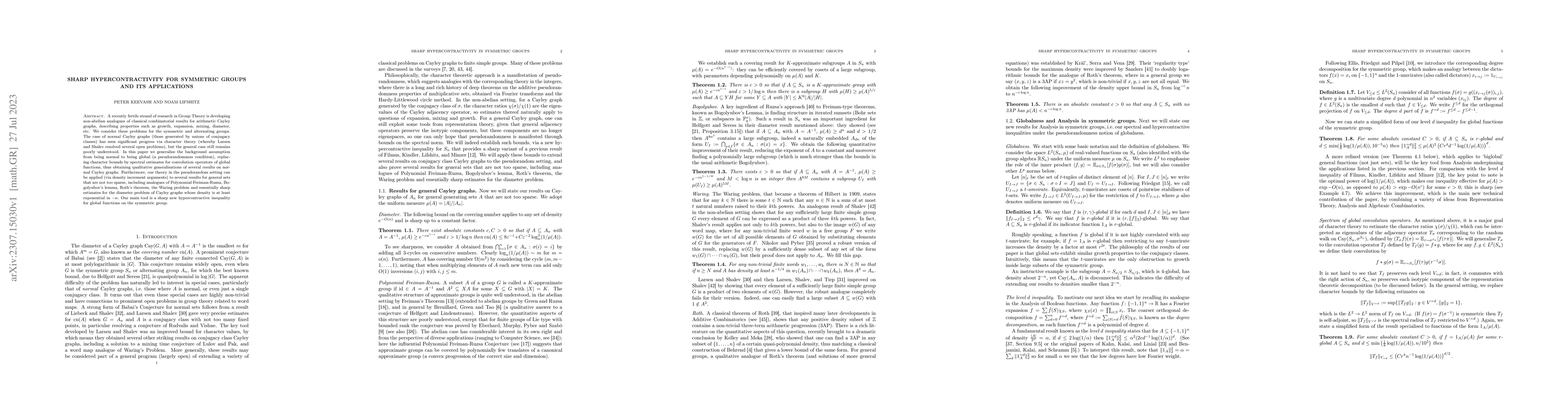 Thumbnail for Sharp hypercontractivity for symmetric groups and its applications