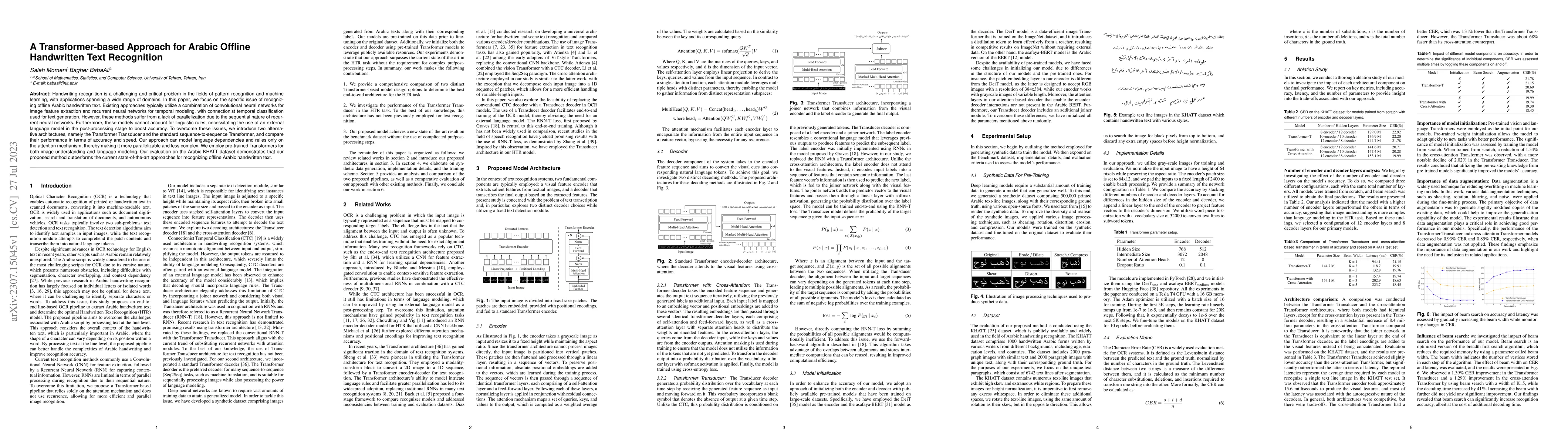 Thumbnail for A Transformer-based Approach for Arabic Offline Handwritten Text
  Recognition