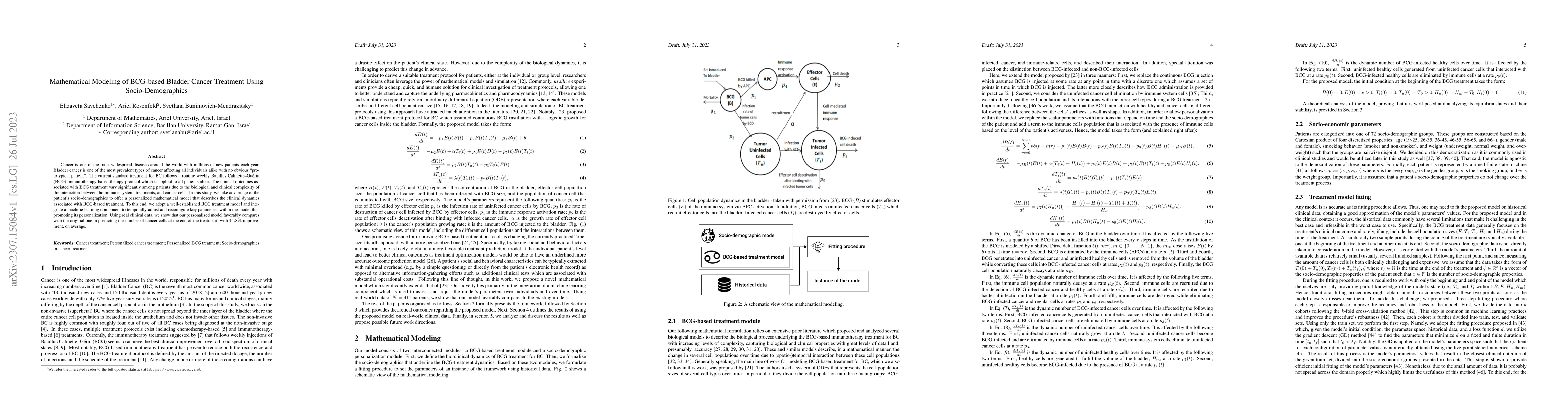 Thumbnail for Mathematical Modeling of BCG-based Bladder Cancer Treatment Using
  Socio-Demographics