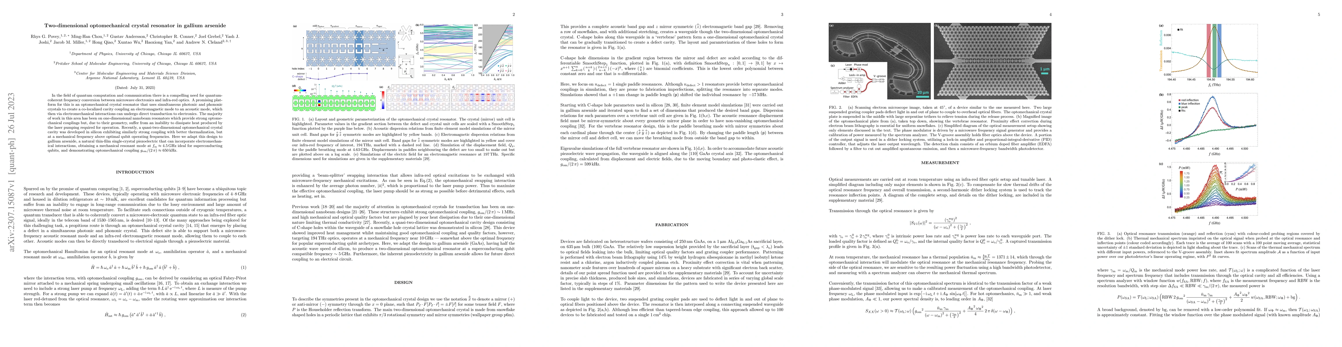Thumbnail for Two-dimensional optomechanical crystal resonator in gallium arsenide