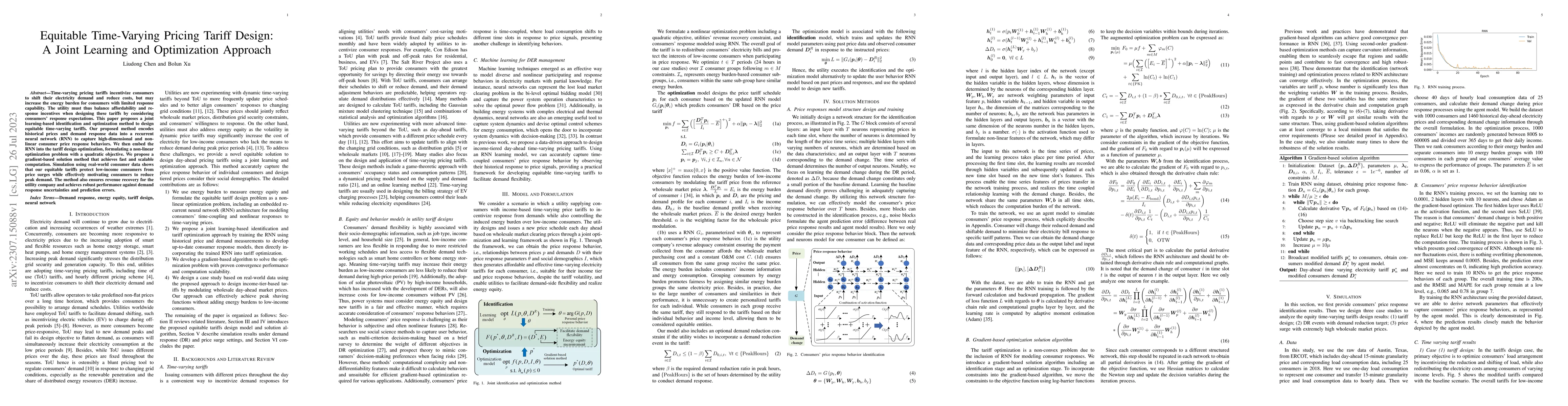 Thumbnail for Equitable Time-Varying Pricing Tariff Design: A Joint Learning and
  Optimization Approach