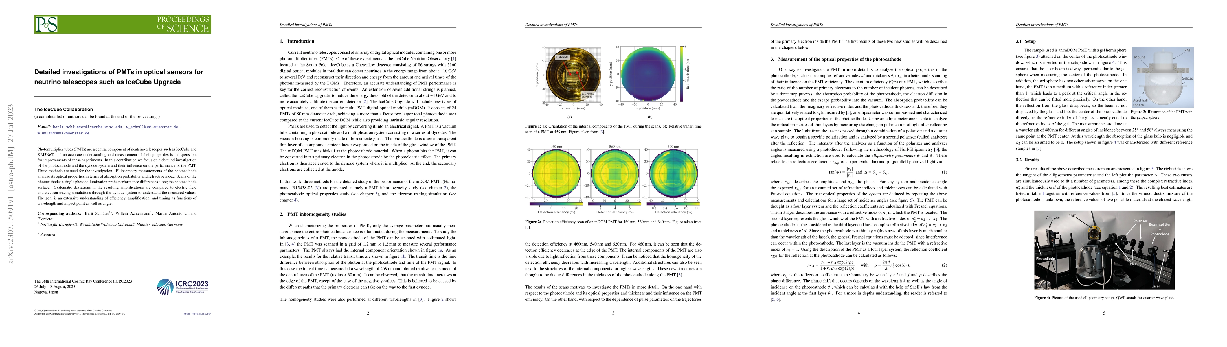 Thumbnail for Detailed investigations of PMTs in optical sensors for neutrino
  telescopes such as IceCube Upgrade