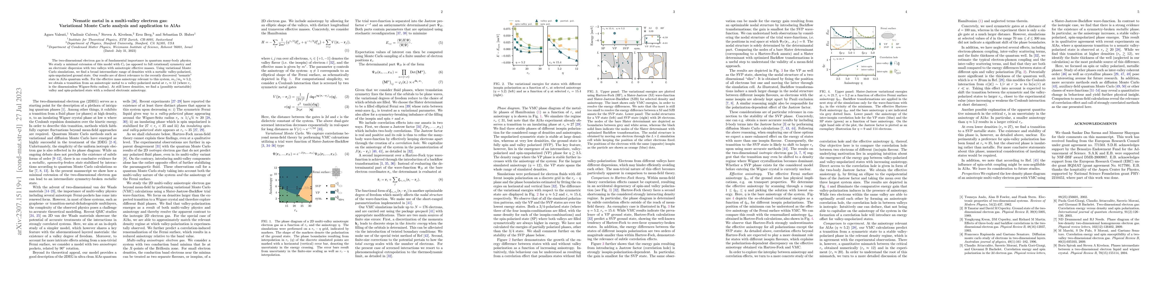 Thumbnail for Nematic metal in a multi-valley electron gas: Variational Monte Carlo
  analysis and application to AlAs