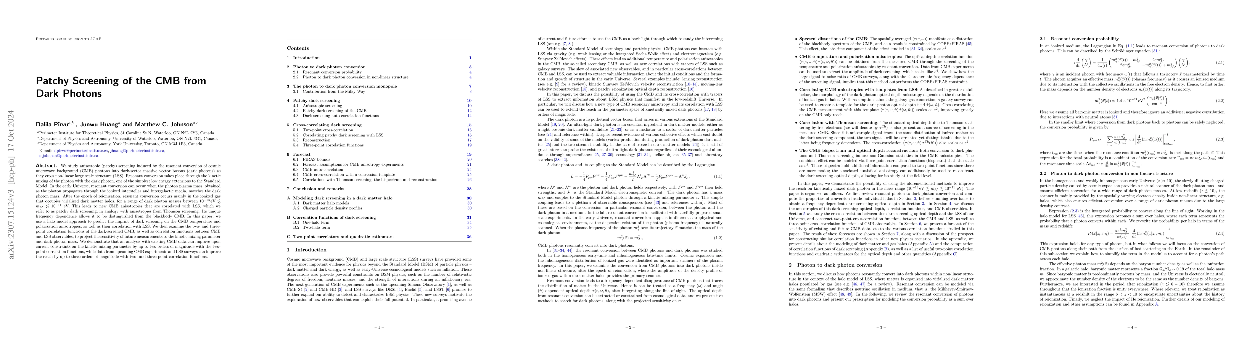 Thumbnail for Patchy Screening of the CMB from Dark Photons