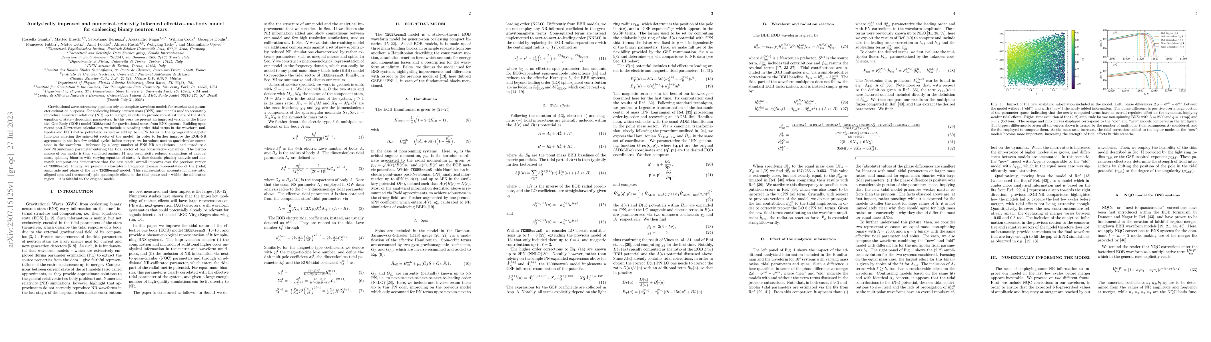 Thumbnail for Analytically improved and numerical-relativity informed
  effective-one-body model for coalescing binary neutron stars