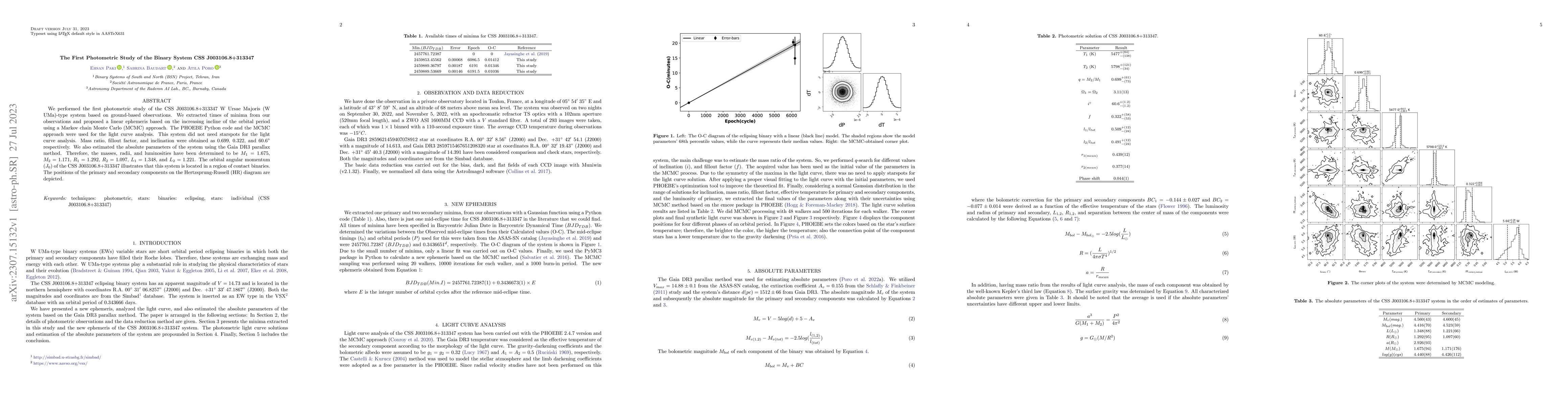 Thumbnail for The First Photometric Study of the Binary System CSS J003106.8+313347