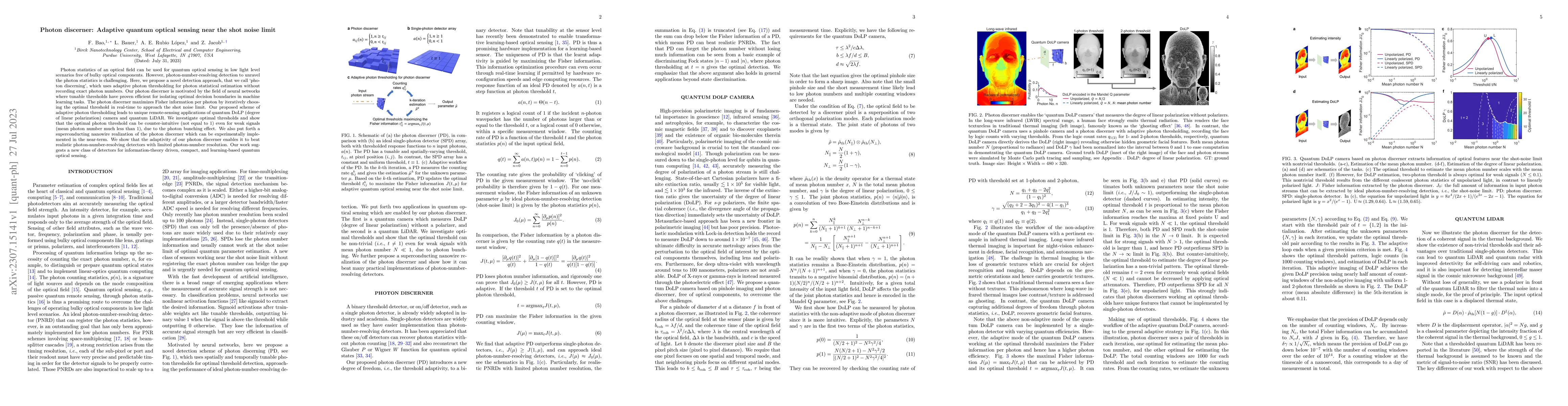 Thumbnail for Photon discerner: Adaptive quantum optical sensing near the shot noise
  limit