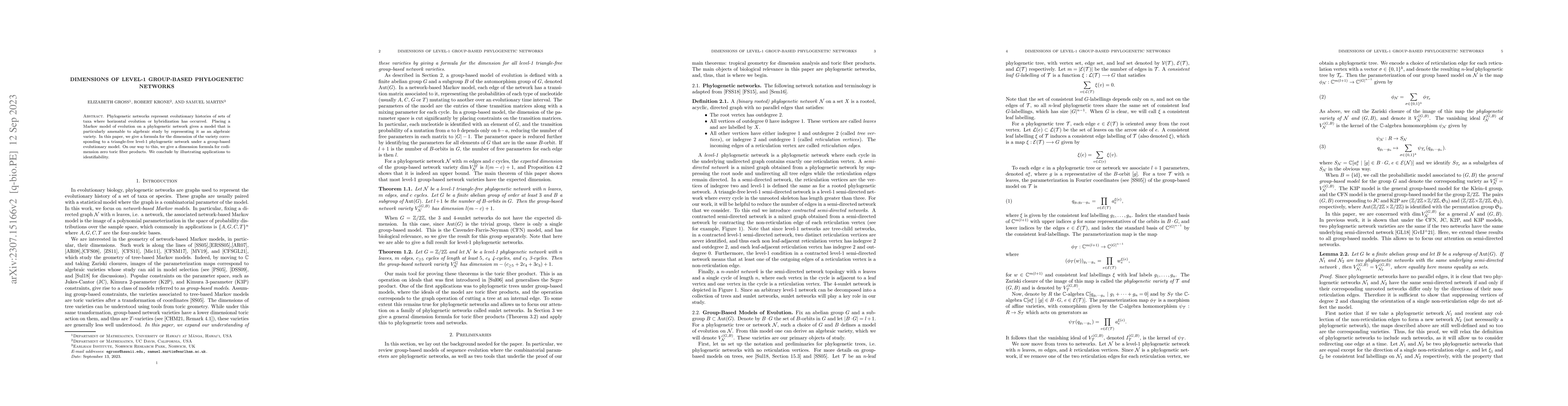 Thumbnail for Dimensions of Level-1 Group-Based Phylogenetic Networks