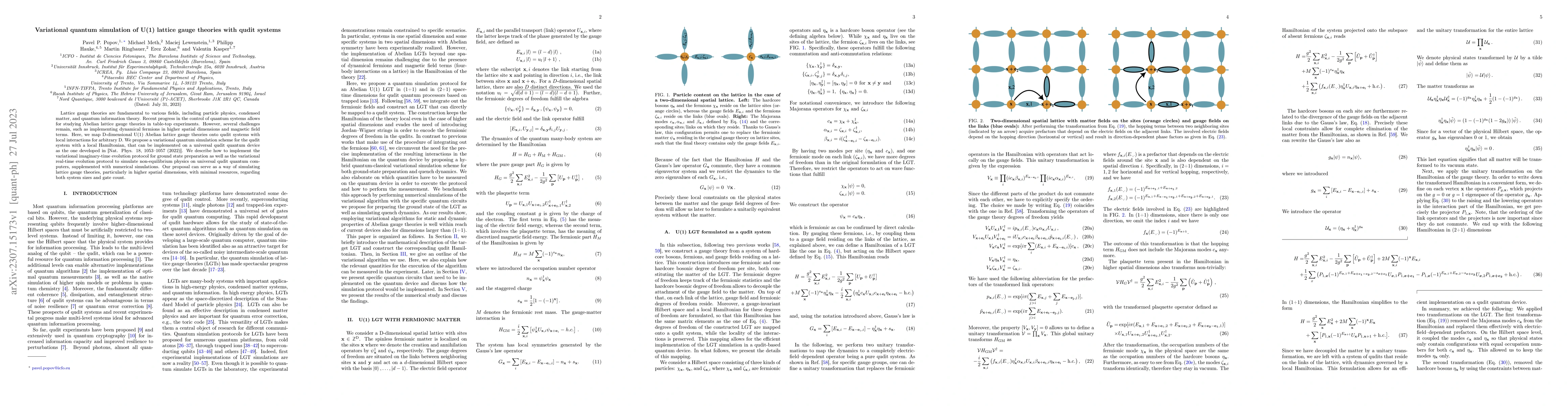 Thumbnail for Variational quantum simulation of U(1) lattice gauge theories with qudit
  systems