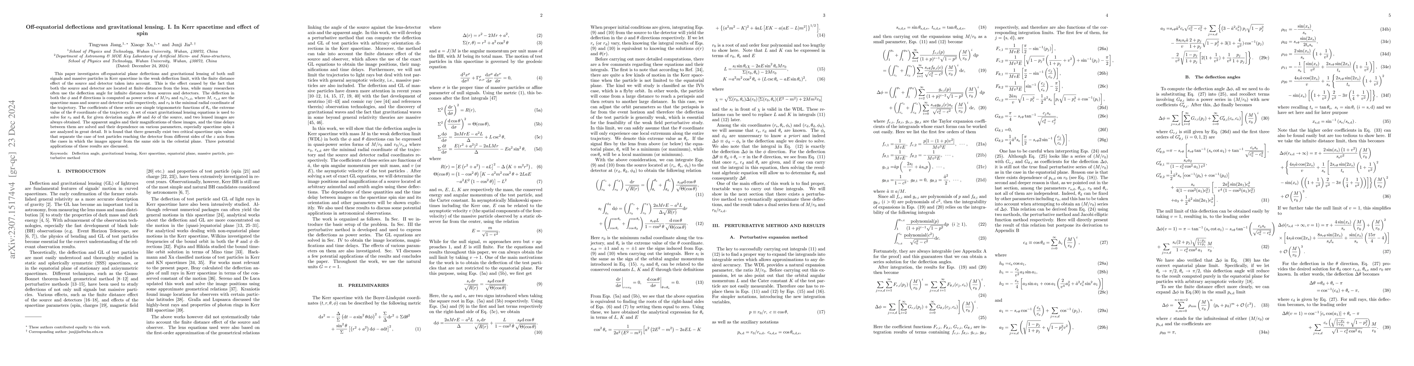 Thumbnail for Off-equatorial deflections and gravitational lensing. I. In Kerr
  spacetime and effect of spin