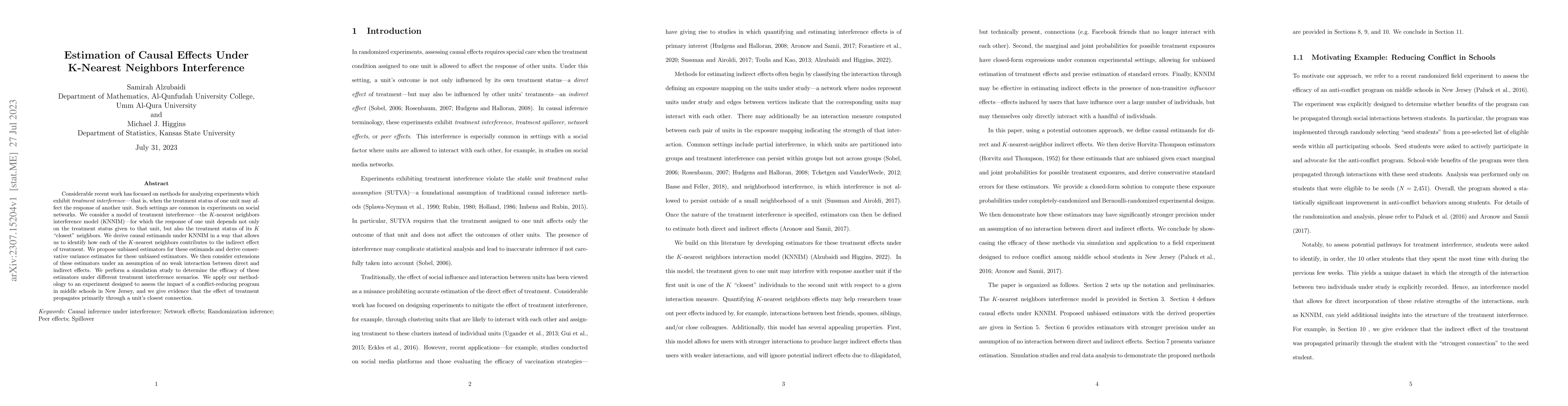 Thumbnail for Estimation of Causal Effects Under K-Nearest Neighbors Interference