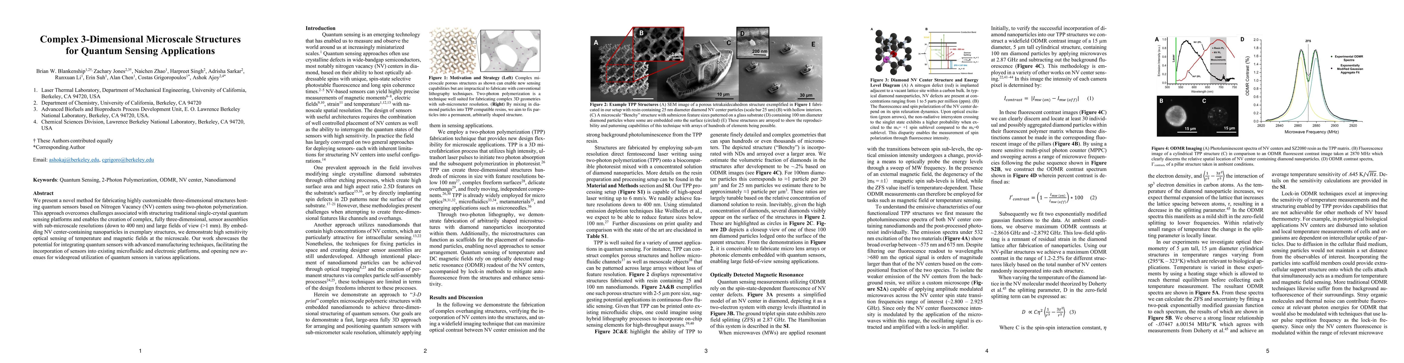 Thumbnail for Complex 3-Dimensional Microscale Structures for Quantum Sensing
  Applications