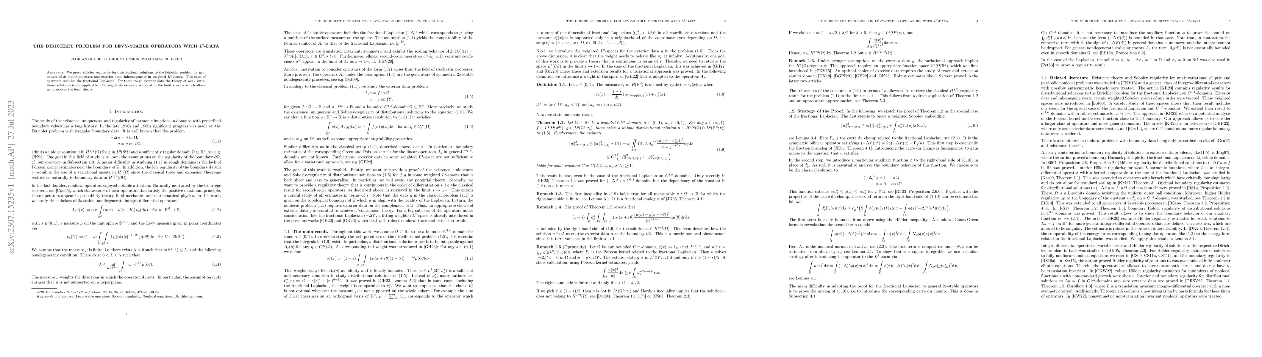 Thumbnail for The Dirichlet Problem for L\'evy-stable operators with $L^2$-data