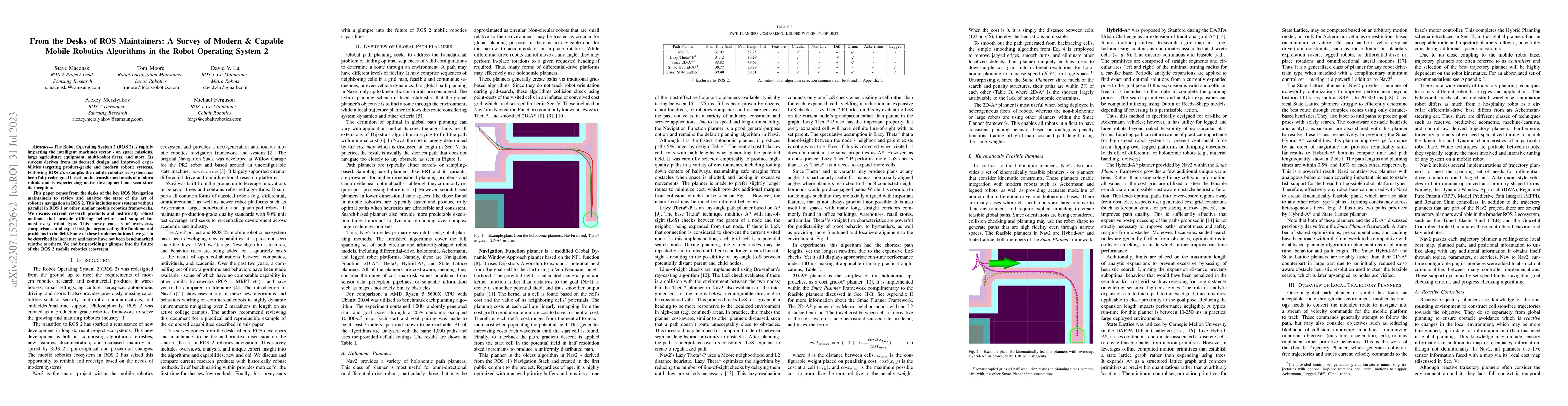 Thumbnail for From the Desks of ROS Maintainers: A Survey of Modern & Capable Mobile
  Robotics Algorithms in the Robot Operating System 2