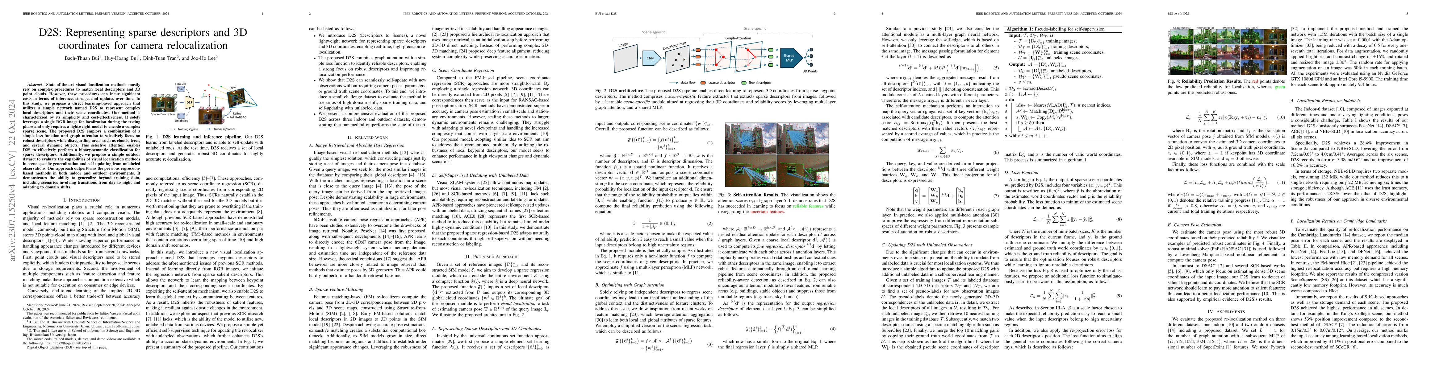 Thumbnail for D2S: Representing sparse descriptors and 3D coordinates for camera
  relocalization