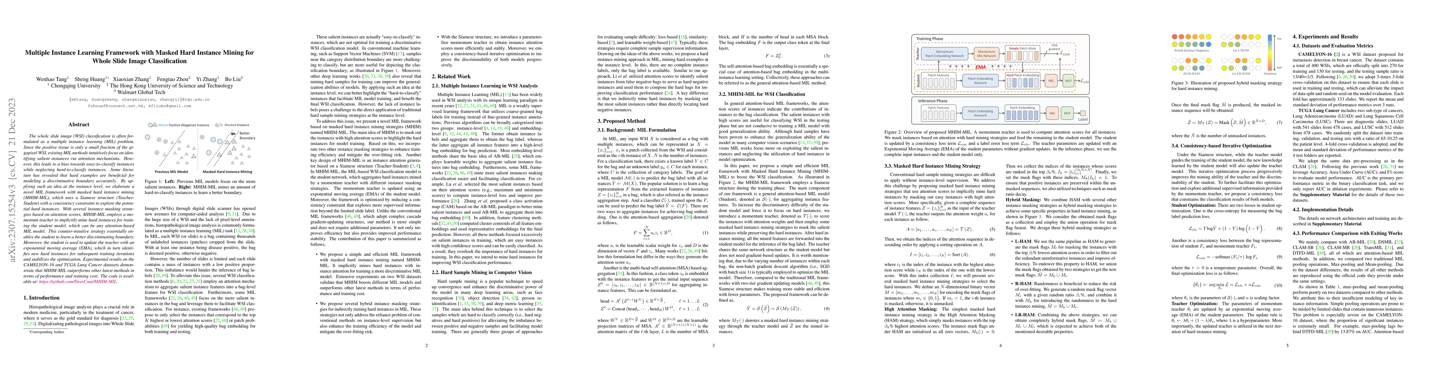 Thumbnail for Multiple Instance Learning Framework with Masked Hard Instance Mining
  for Whole Slide Image Classification
