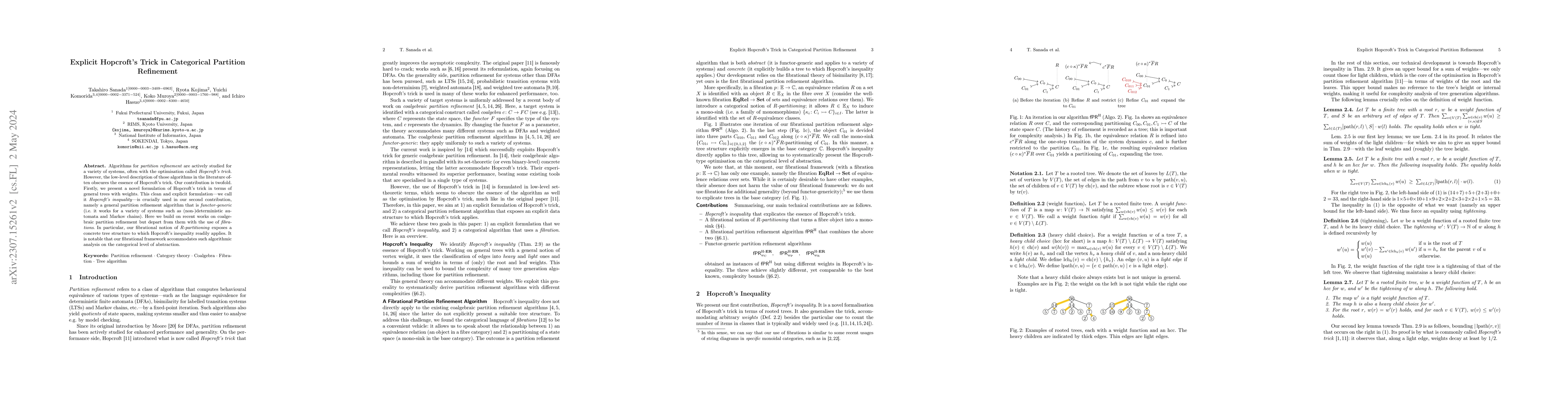 Thumbnail for Explicit Hopcroft's Trick in Categorical Partition Refinement