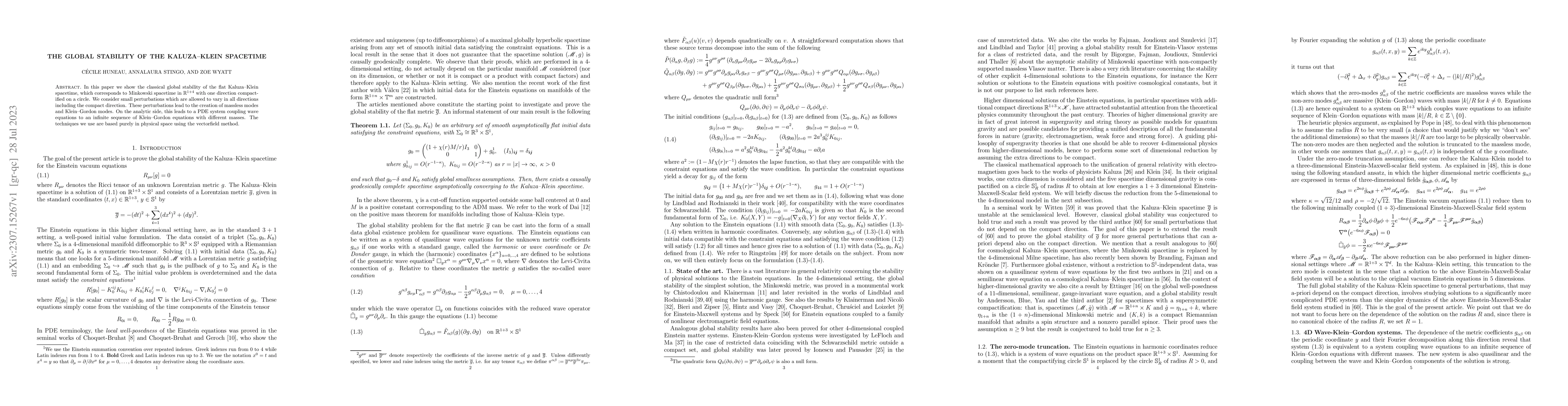 Thumbnail for The global stability of the Kaluza-Klein spacetime