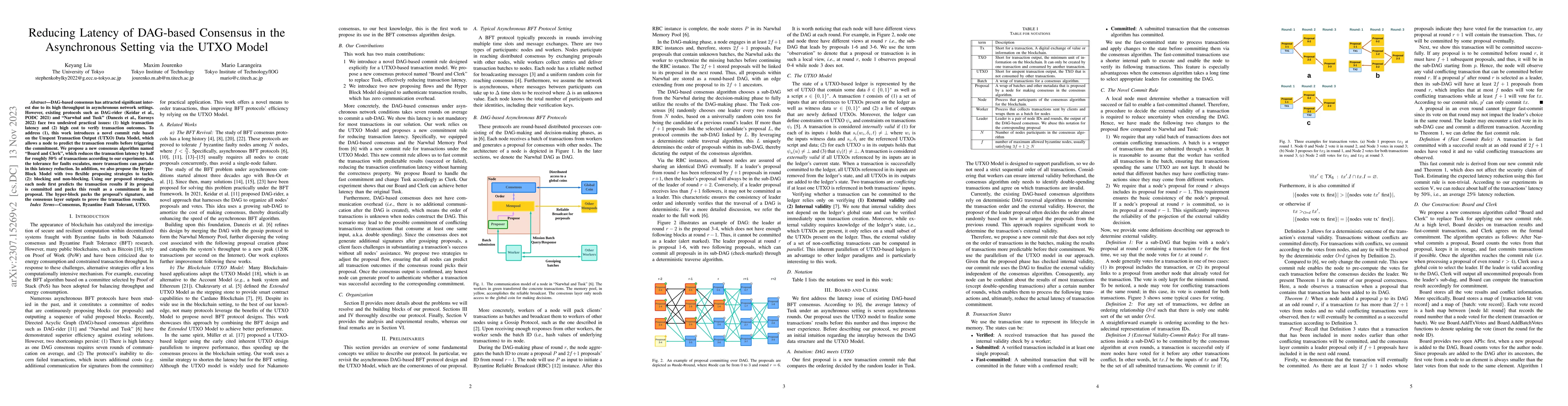 Thumbnail for Reducing Latency of DAG-based Consensus in the Asynchronous Setting via
  the UTXO Model