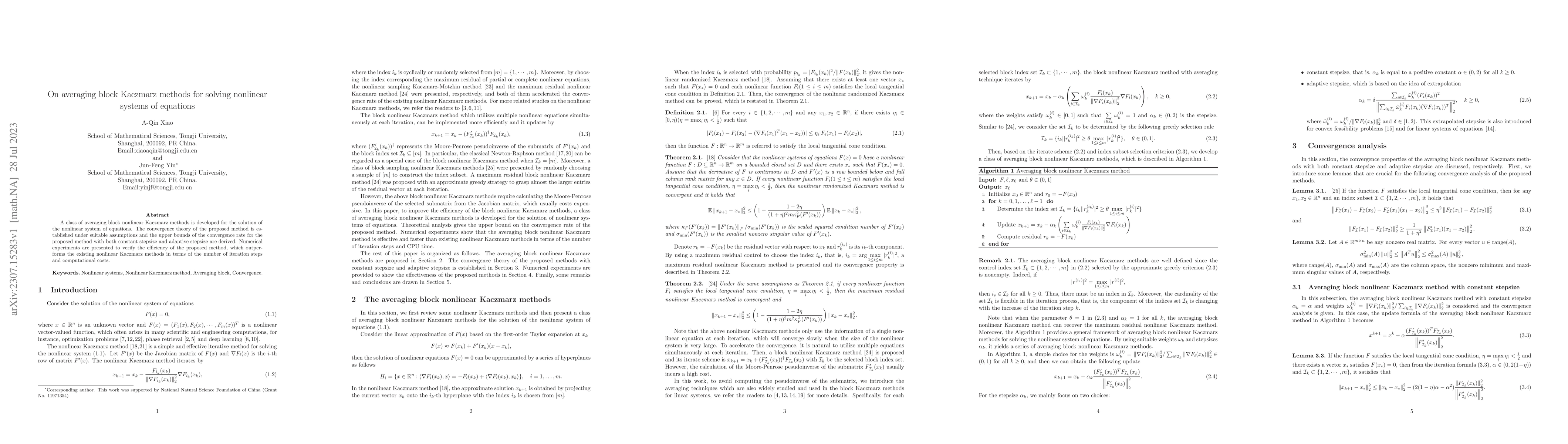 Thumbnail for On averaging block Kaczmarz methods for solving nonlinear systems of
  equations