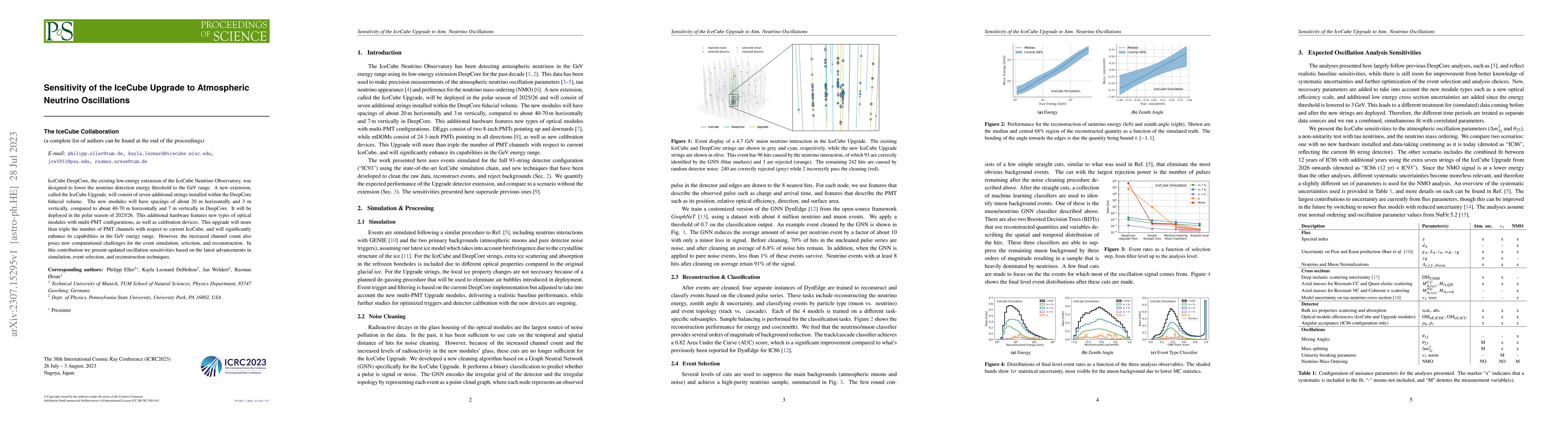 Thumbnail for Sensitivity of the IceCube Upgrade to Atmospheric Neutrino Oscillations
