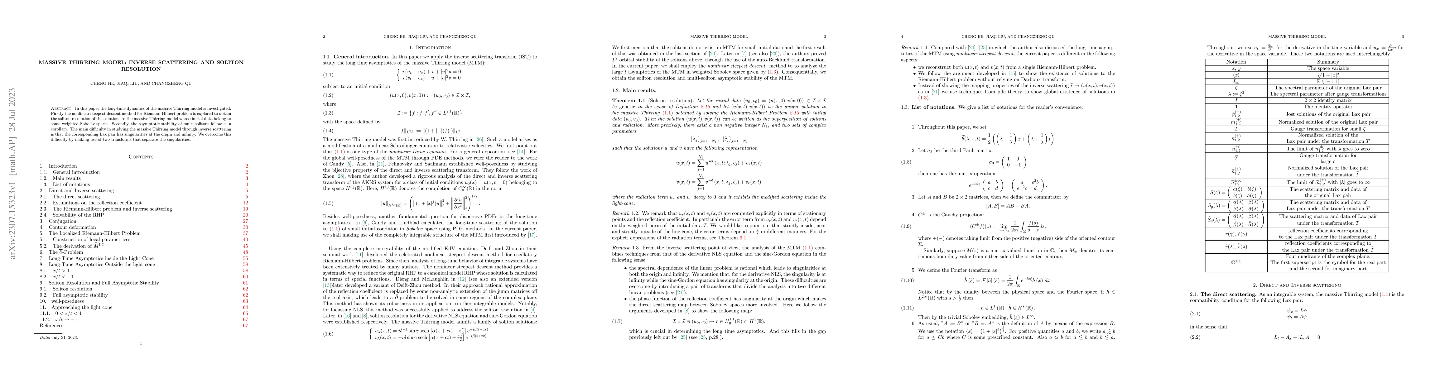 Thumbnail for Massive Thirring Model: Inverse Scattering and Soliton Resolution