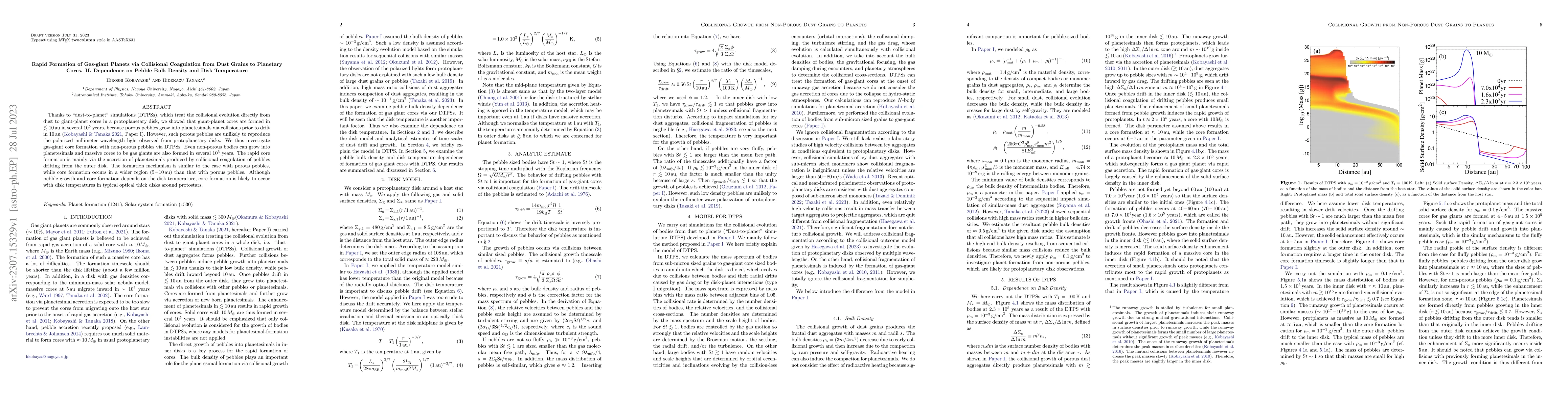 Thumbnail for Rapid Formation of Gas-giant Planets via Collisional Coagulation from
  Dust Grains to Planetary Cores. II. Dependence on Pebble Bulk Density and
  Disk Temperature