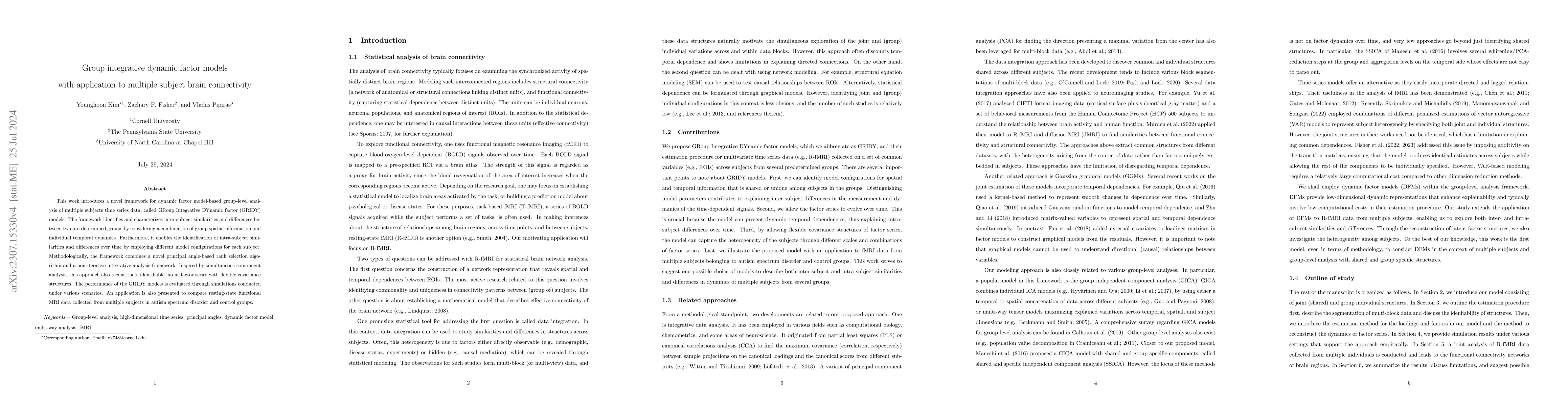 Thumbnail for Group integrative dynamic factor models with application to multiple
  subject brain connectivity