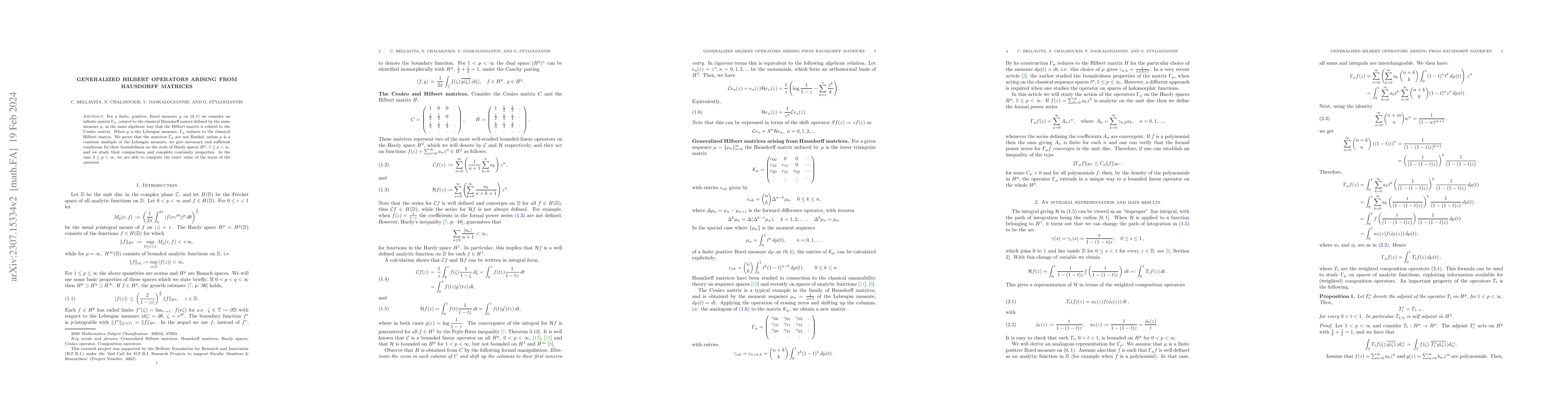 Thumbnail for Generalized Hilbert operators arising from Hausdorff matrices