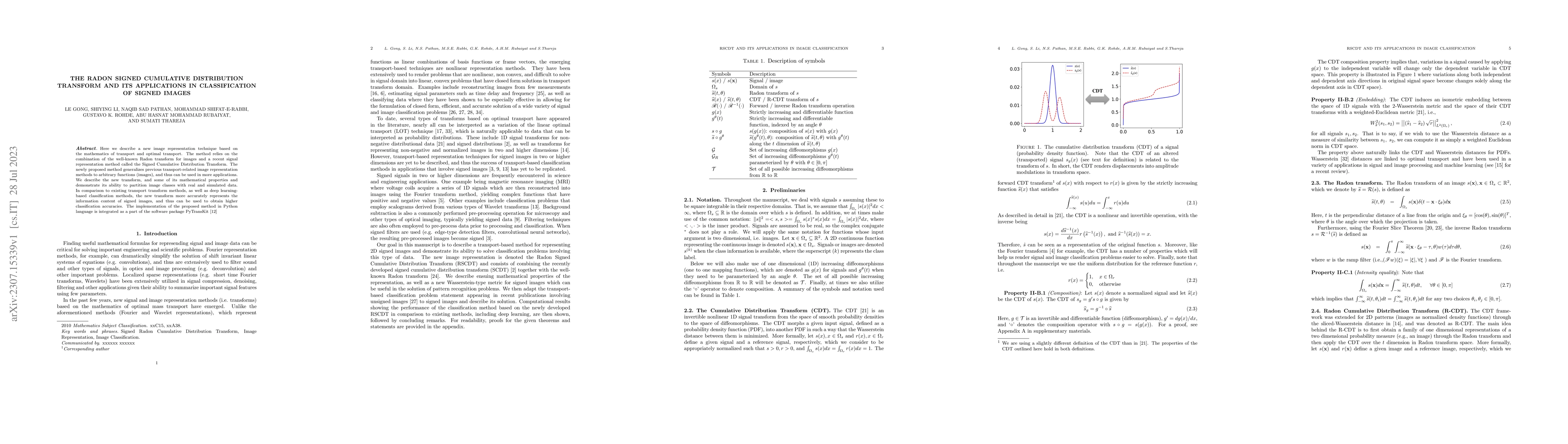 Thumbnail for The Radon Signed Cumulative Distribution Transform and its applications
  in classification of Signed Images