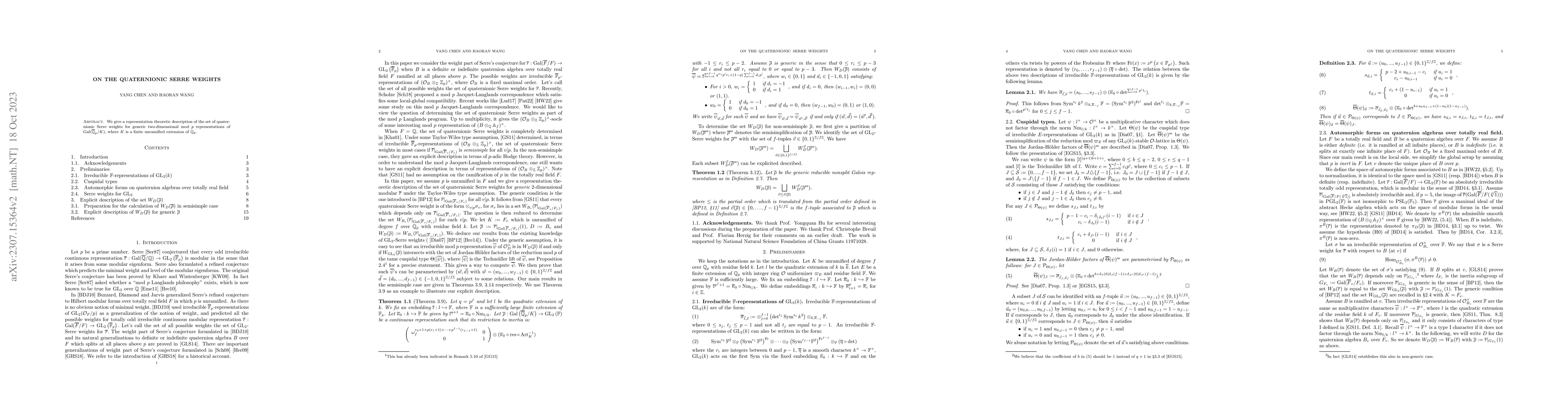 Thumbnail for On the quaternionic Serre weights