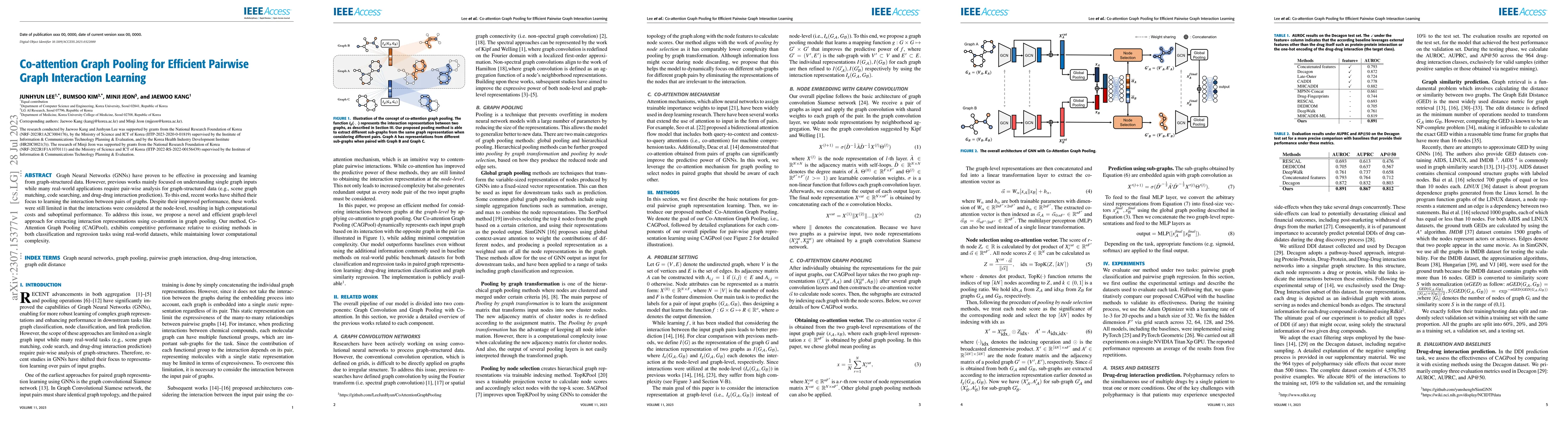 Thumbnail for Co-attention Graph Pooling for Efficient Pairwise Graph Interaction
  Learning