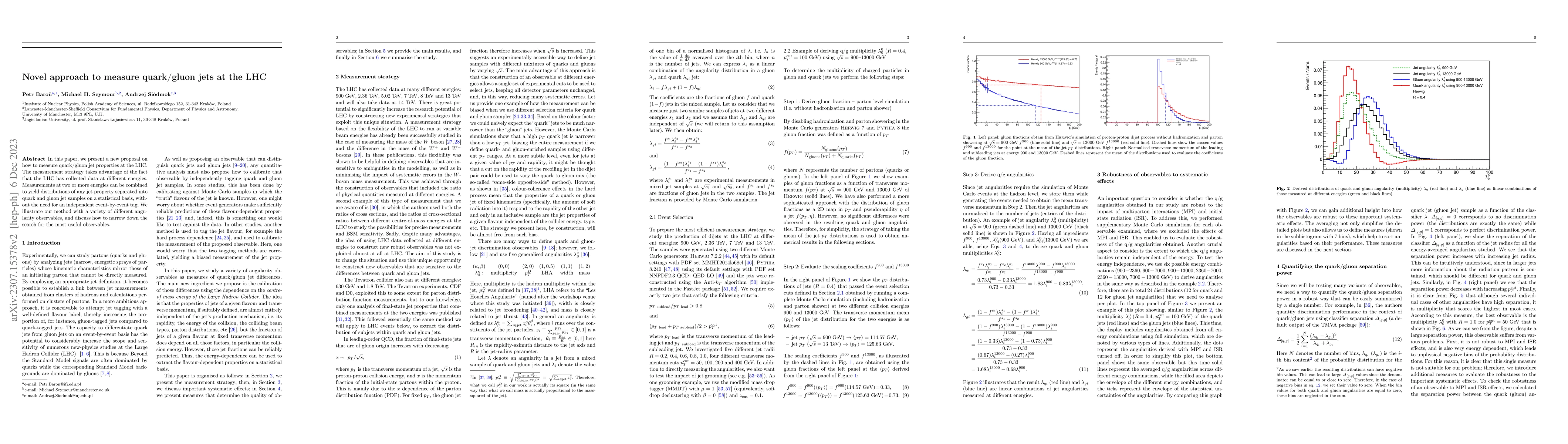 Thumbnail for Novel approach to measure quark/gluon jets at the LHC
