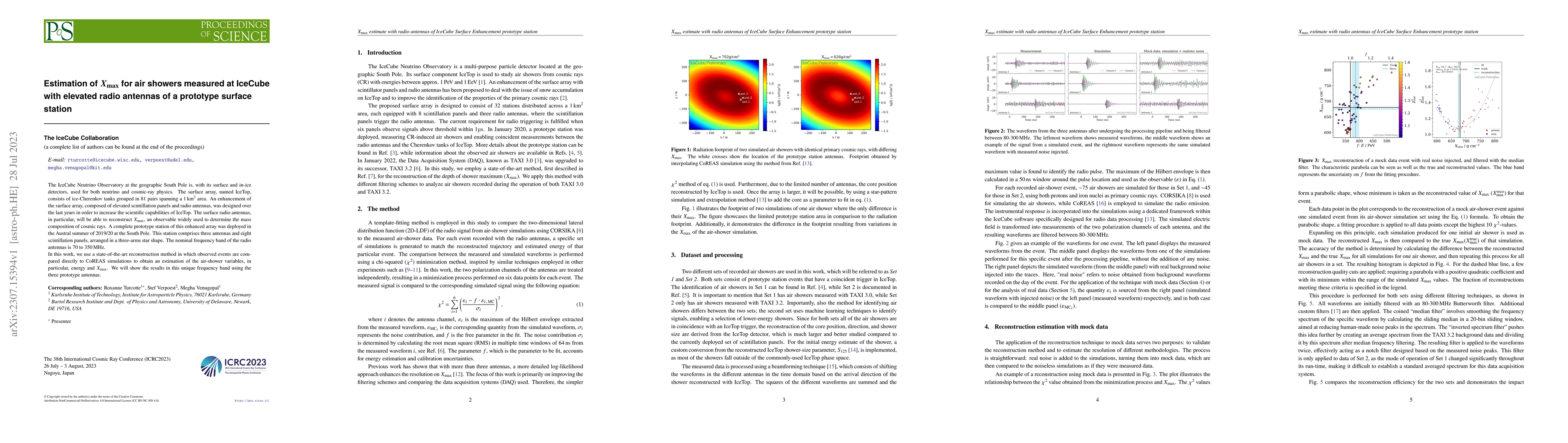 Thumbnail for Estimation of $X_\mathrm{max}$ for air showers measured at IceCube with
  elevated radio antennas of a prototype surface station