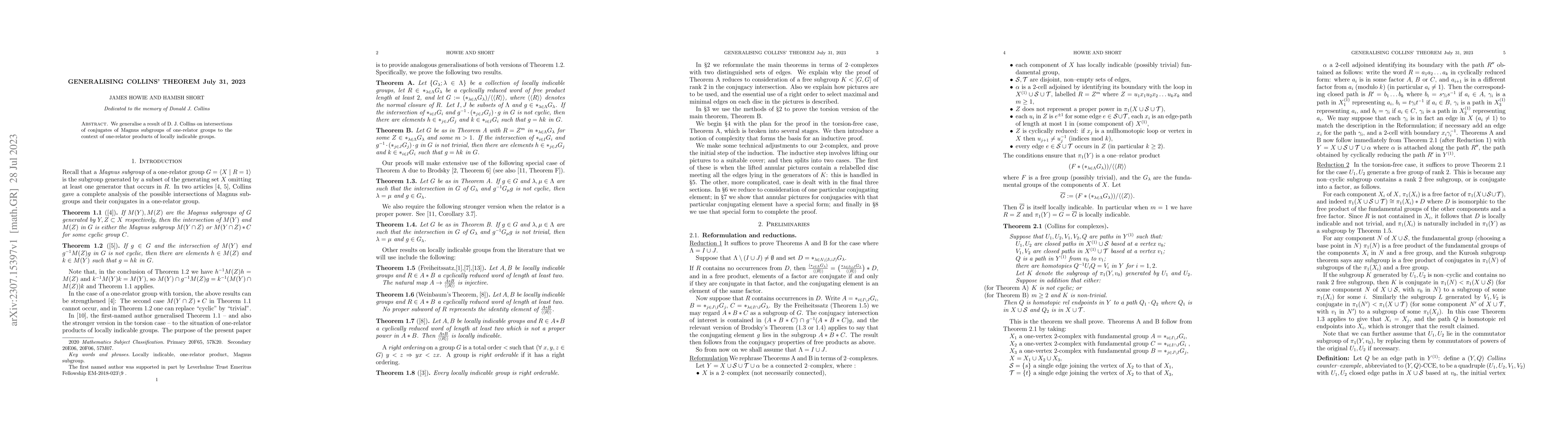 Thumbnail for Generalising Collins' Theorem