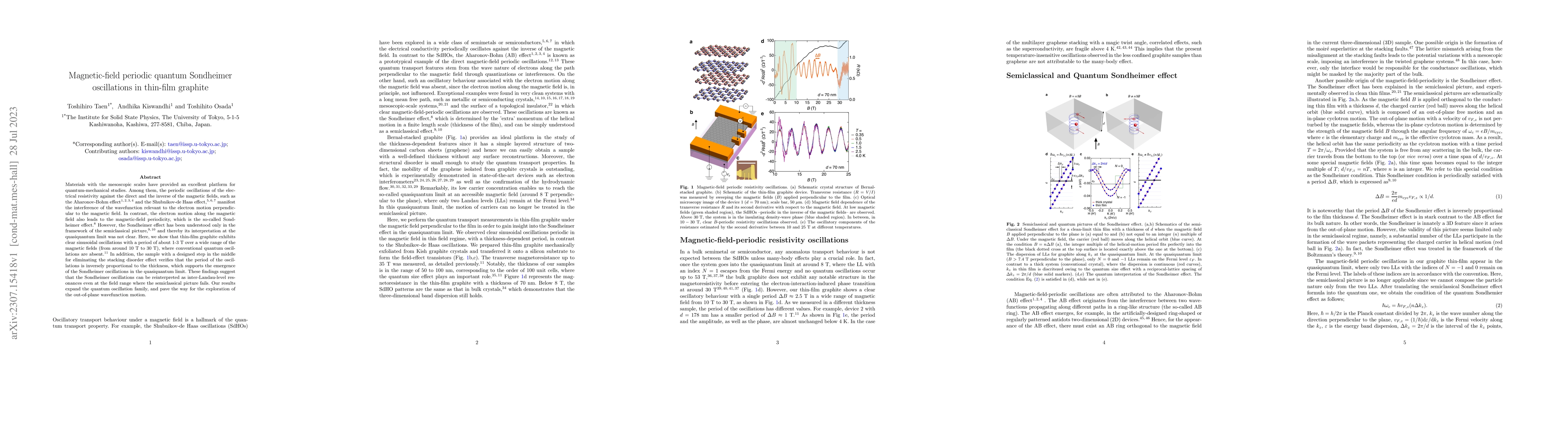 Thumbnail for Magnetic-field periodic quantum Sondheimer oscillations in thin-film
  graphite