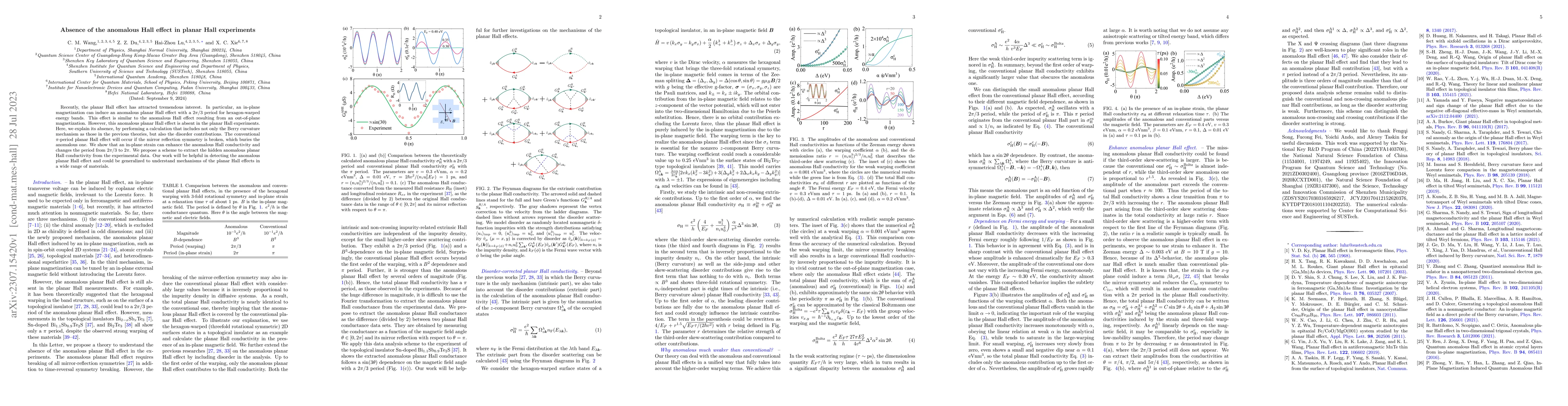 Thumbnail for Absence of the anomalous Hall effect in planar Hall experiments