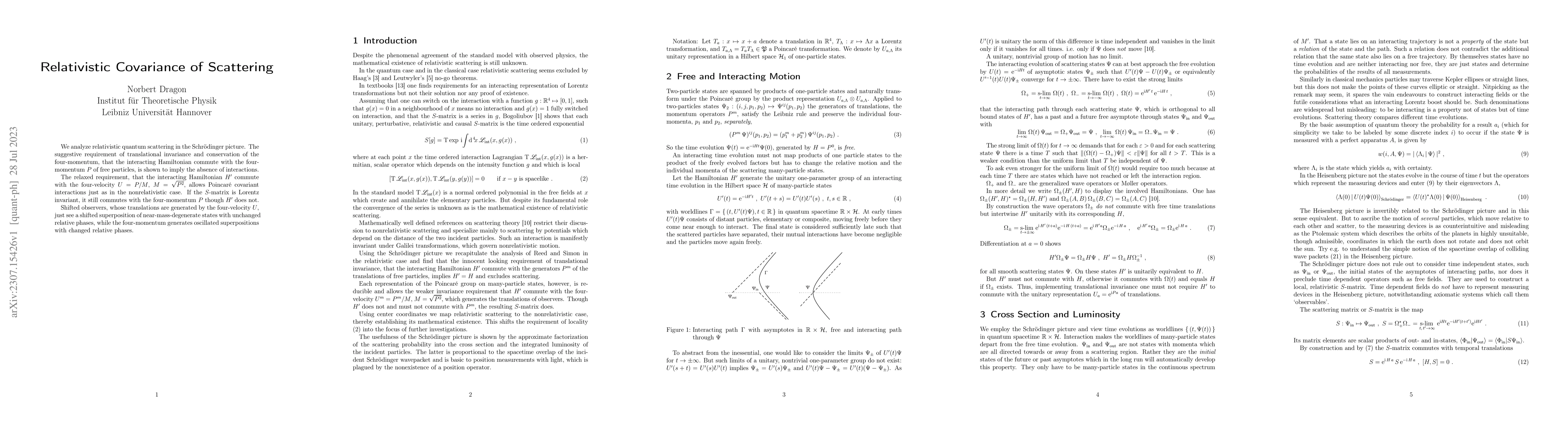 Thumbnail for Relativistic Covariance of Scattering