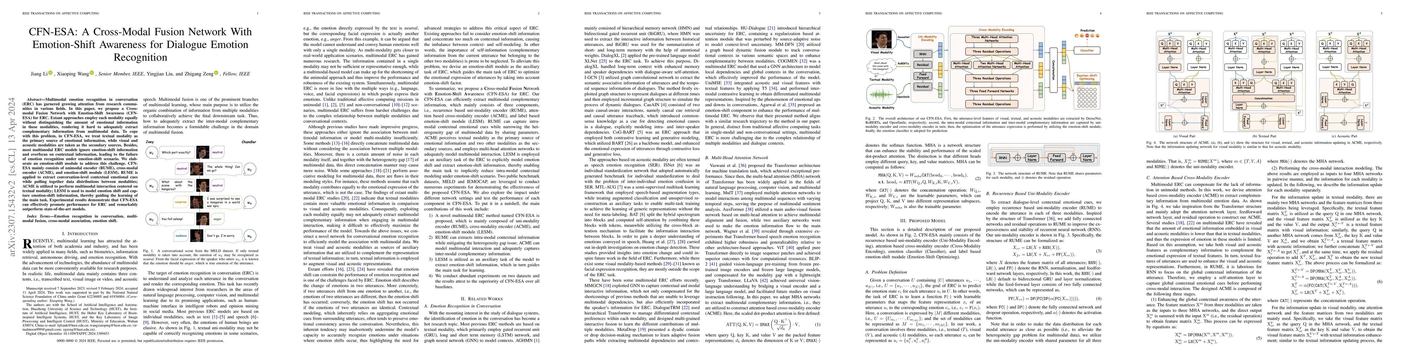 Thumbnail for CFN-ESA: A Cross-Modal Fusion Network with Emotion-Shift Awareness for
  Dialogue Emotion Recognition