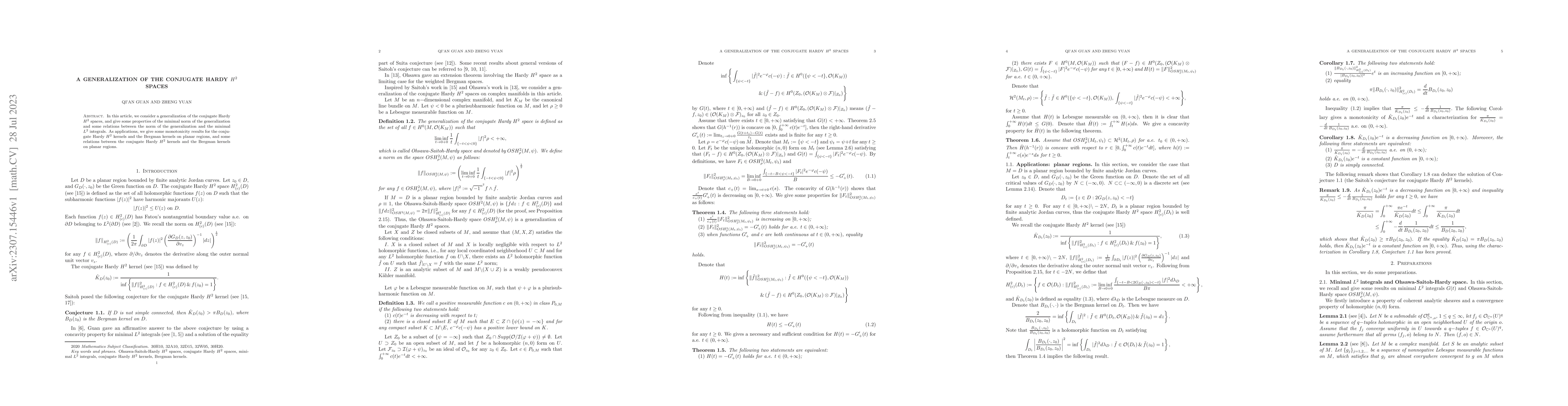 Thumbnail for A generalization of the conjugate Hardy $H^2$ spaces