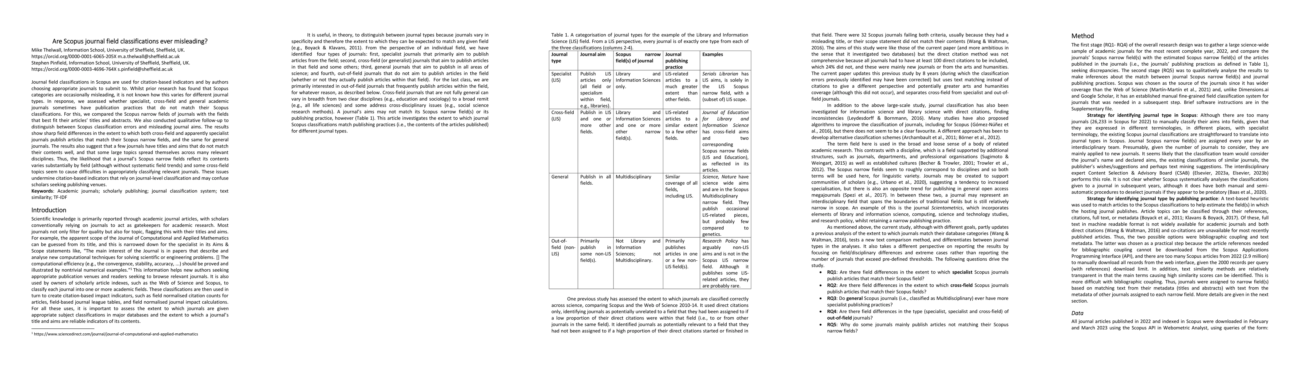 Thumbnail for Are Scopus journal field classifications ever misleading?
