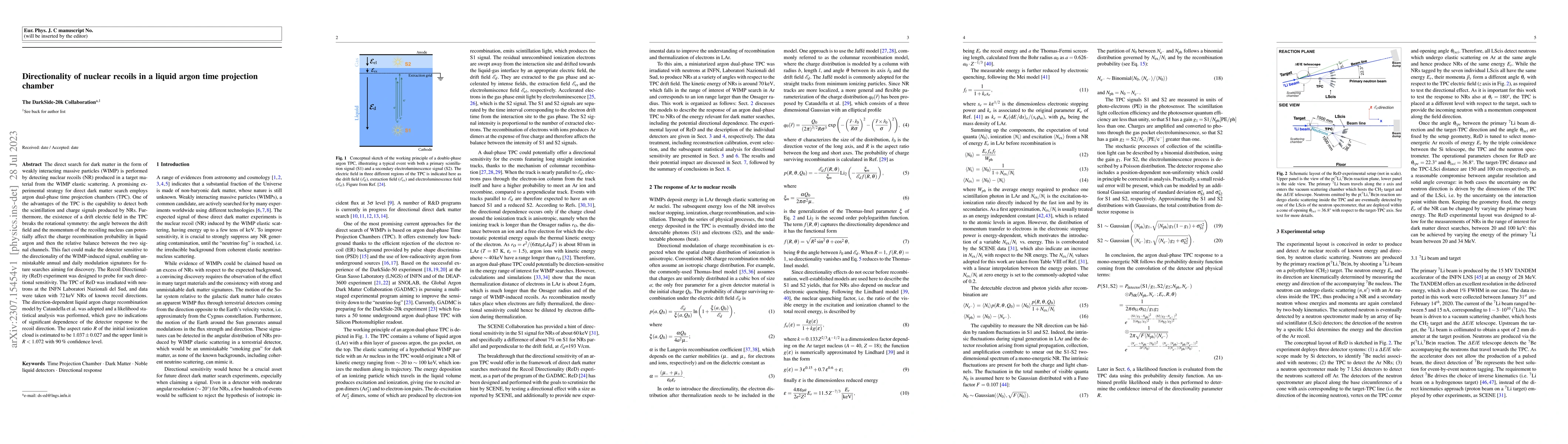 Thumbnail for Directionality of nuclear recoils in a liquid argon time projection
  chamber